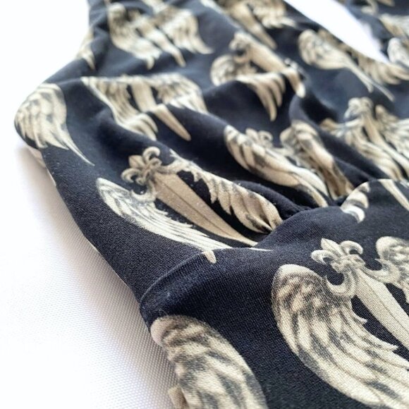 FAITH CONNEXION BLACK COMBO ALLOVER WINGS HALTER STRETCH LONG DRESS - M - Picture 7 of 9